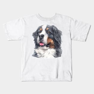 Bernese Mountain Dog Watercolor Art Kids T-Shirt